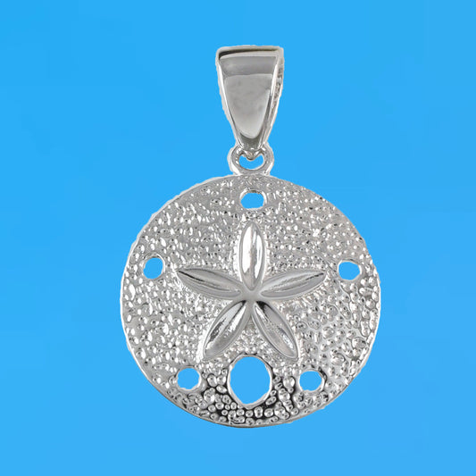 Beautiful Hawaiian Large Sand Dollar Necklace, Sterling Silver Sand Dollar Pendant, N6118 Birthday Mother Wife Mom Gift, Island Jewelry