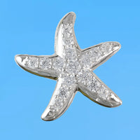 Gorgeous Hawaiian Large Starfish Necklace, Sterling Silver Star Fish CZ Pendant, N6168 Birthday Mother Wife Mom Gift, Statement PC