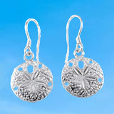 Unique Beautiful Hawaiian Sand Dollar Earring, Sterling Silver Sand Dollar Dangle Earring, E9385 Mother Birthday Mom Gift, Island Jewelry