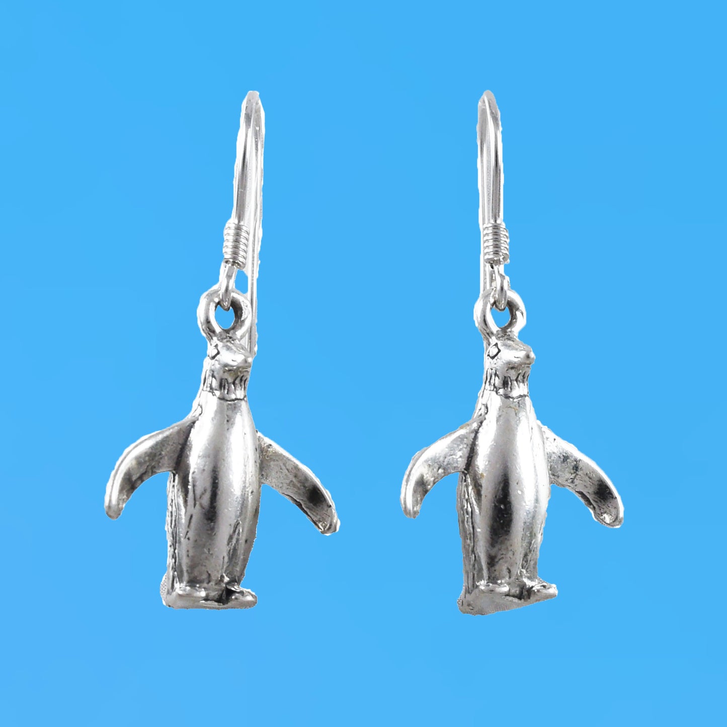 Unique Beautiful Large 3D Penguin Earring, Sterling Silver 3D Penguin Dangle Earring, E9379 Birthday Mom Mother Gift