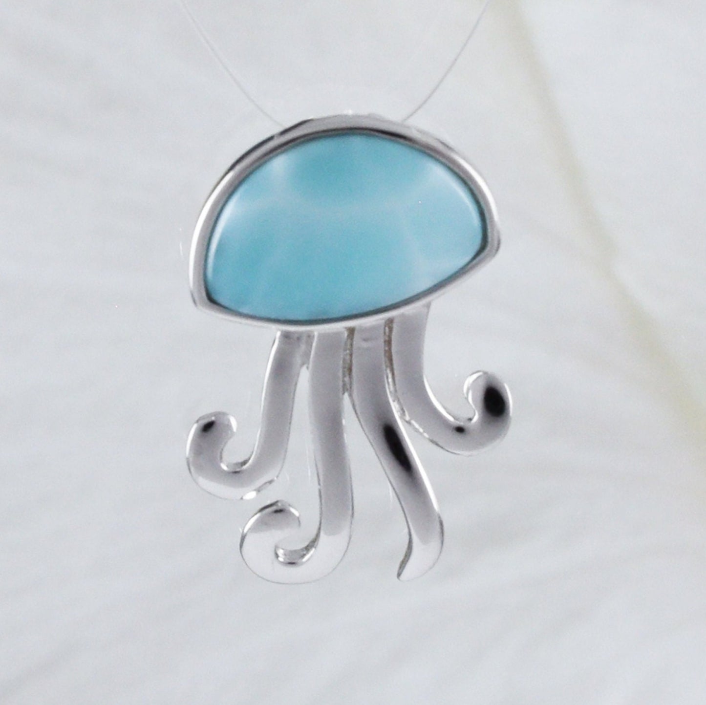 Collier unique en forme de méduse hawaïenne en larimar véritable, pendentif en argent sterling en forme de méduse en larimar, cadeau d'anniversaire pour mère, épouse, maman, N8440