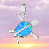 Magnifique collier tortue de mer en opale bleue hawaïenne, pendentif tortue en opale bleue en argent sterling N2027, cadeau d'anniversaire pour maman, bijoux des îles