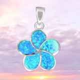 Magnifique collier hawaïen en opale bleue Plumeria, pendentif en argent sterling avec breloque en forme de fleur de Plumeria en opale bleue N2032, cadeau d'anniversaire pour maman