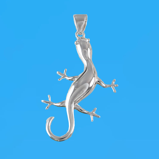 Collier Gecko Hawaïen X-Large Unique et Magnifique, Pendentif Gecko en Argent Sterling, N6120 Cadeau Anniversaire Mère Femme Maman, Déclaration PC