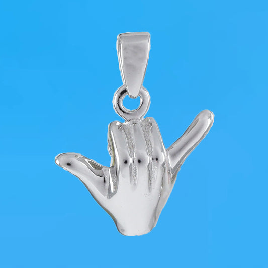 Collier hawaïen unique à suspendre en 3D, signe Shaka, pendentif en argent sterling, cadeau d'anniversaire pour maman N6129, bijoux des îles