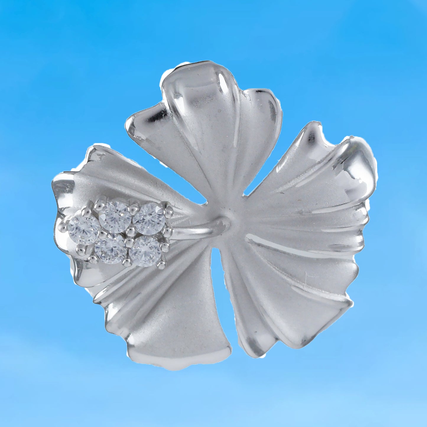 Gorgeous Hawaiian Large Hibiscus Necklace, Official Hawaii State Flower, Sterling Silver Hibiscus CZ Pendant, N6135 Birthday Mother Gift