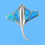 Superbe collier hawaïen en forme de raie pastenague bleue avec opale bleue, pendentif en argent sterling avec opale bleue, cadeau d'anniversaire pour mère, épouse, maman, N6153