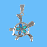 Magnifique collier de tortue de mer Plumeria en opale bleue hawaïenne, pendentif tortue Plumeria en argent sterling, cadeau d'anniversaire pour maman N6159