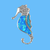 Beautiful Hawaiian Blue Opal Seahorse Necklace, Sterling Silver Blue Opal Seahorse Pendant N6162 Birthday Mother Mom Gift, Island Jewelry