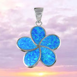 Magnifique collier Plumeria en opale bleue hawaïenne, pendentif en argent sterling avec fleur de Plumeria en opale bleue, cadeau d'anniversaire pour maman N6006