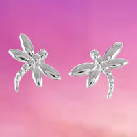 Unique Hawaiian Dragonfly Earring, Sterling Silver Dragonfly Stud Earring, E4111 Birthday Wife Mom Girl Mother Gift, Island Jewelry