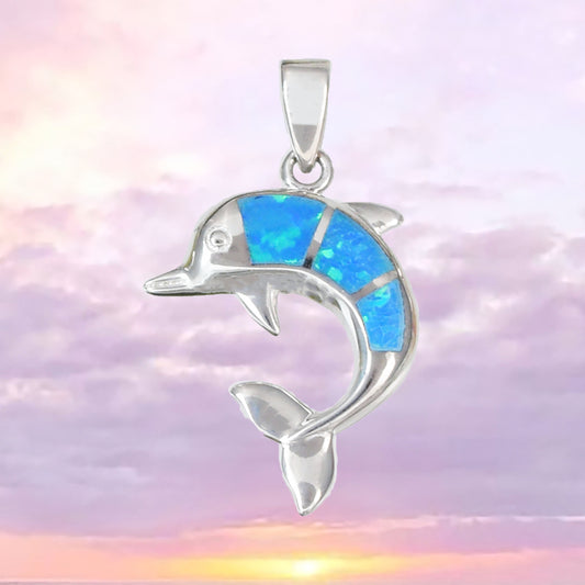 Collier unique et joli avec pendentif dauphin en opale bleue hawaïenne, pendentif dauphin en opale en argent sterling, cadeau d'anniversaire pour maman N2025, bijoux des îles