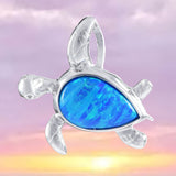 Magnifique collier tortue de mer en opale bleue hawaïenne, pendentif tortue en opale bleue en argent sterling, cadeau d'anniversaire pour maman N8373, déclaration PC