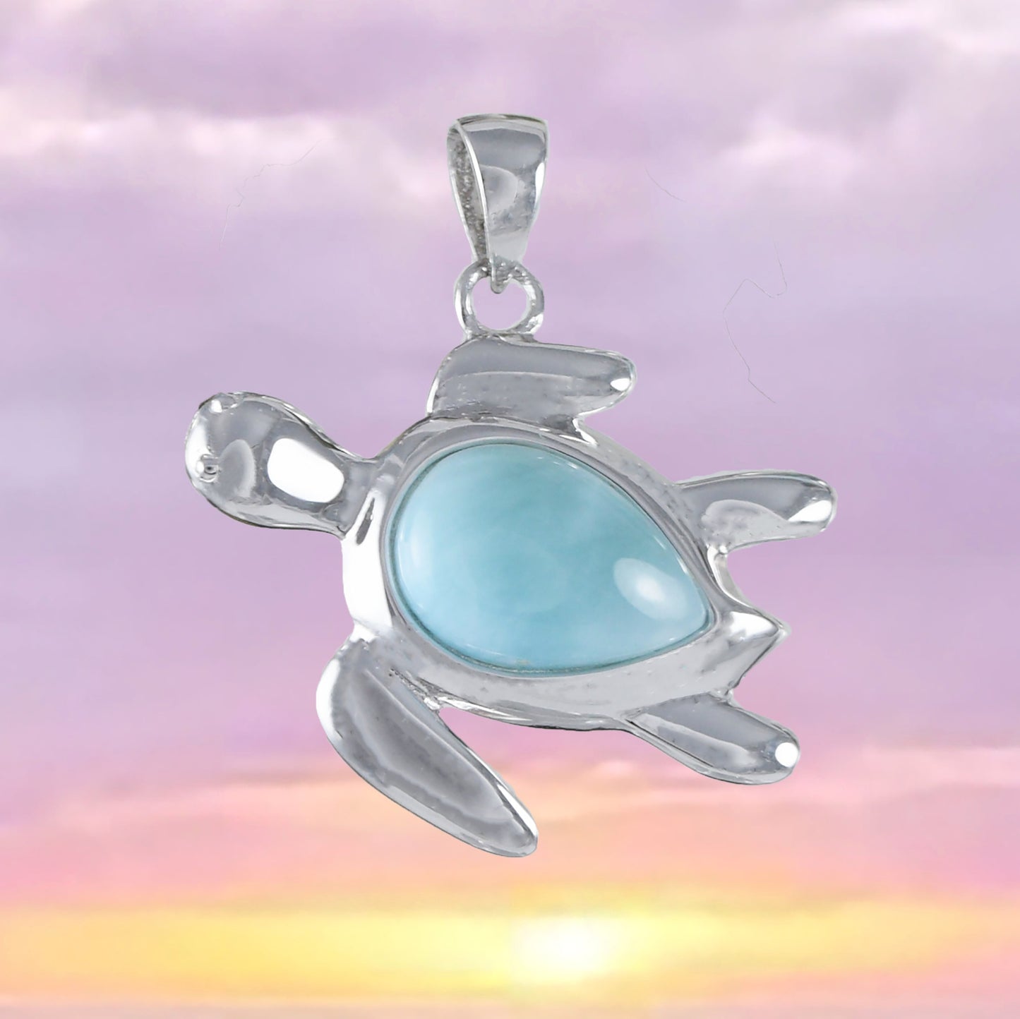 Collier unique en véritable tortue de mer Larimar hawaïenne, pendentif en argent sterling avec tortue Larimar, cadeau d'anniversaire pour mère, épouse, maman, N8436