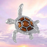 Collier unique en bois de koa véritable de grande taille, pendentif en argent sterling en forme de tortue de mer, cadeau d'anniversaire pour mère, épouse, maman, N8502