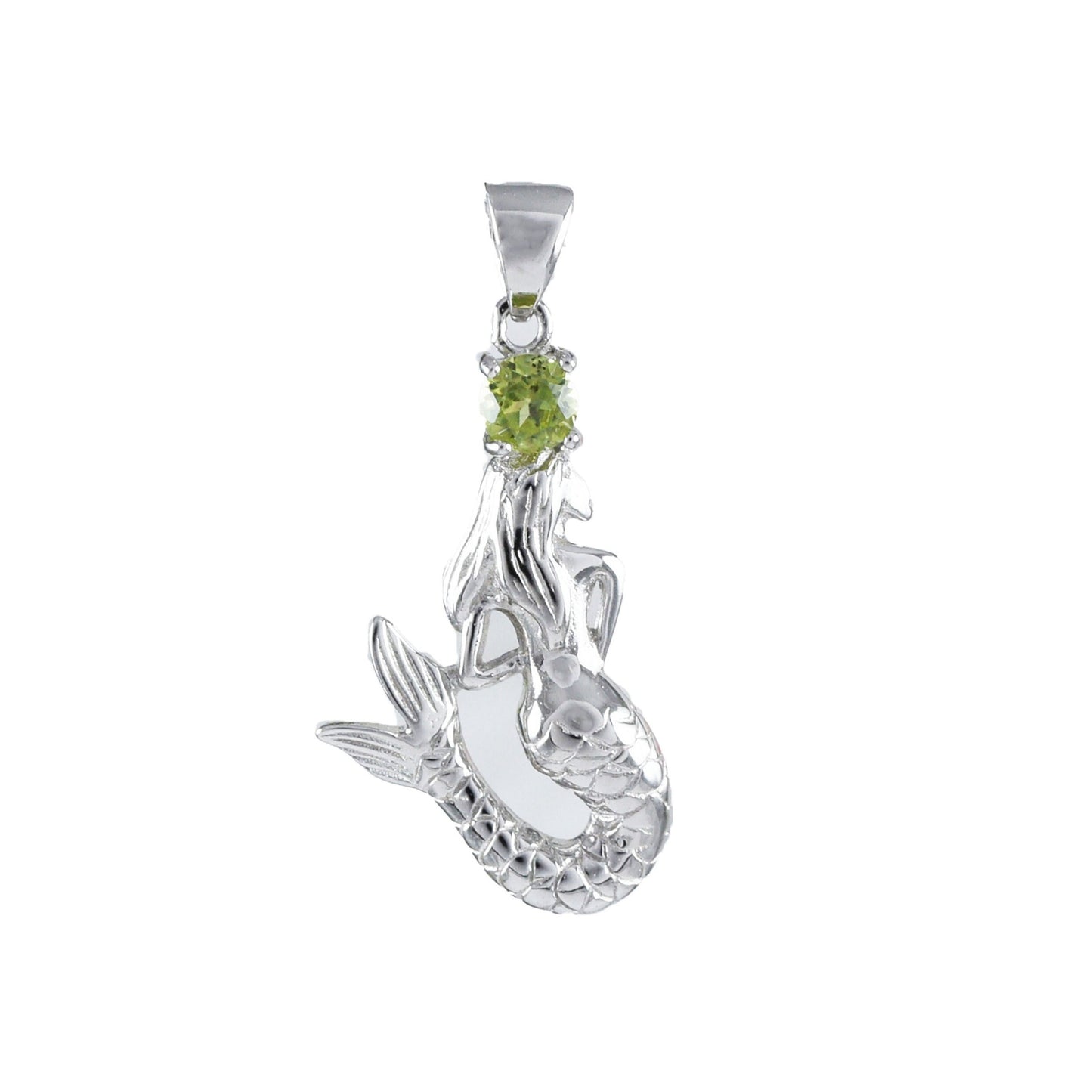 Collier unique en véritable péridot hawaïen avec pendentif sirène en argent sterling, N8882, cadeau d'anniversaire pour mère, épouse, maman