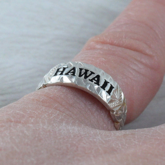 Beautiful Hawaiian Heirloom HAWAII Pinky or Toe Ring, Sterling Silver Hawaii Plumeria Maile Leaf Toe Adjustable Ring, R2611 Birthday Gift