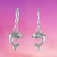 Pretty Hawaiian Dolphin Earring, Sterling Silver Dolphin Dangle Earring, E4008 Birthday Wife Mom Girl Mother Gift, Island Jewelry