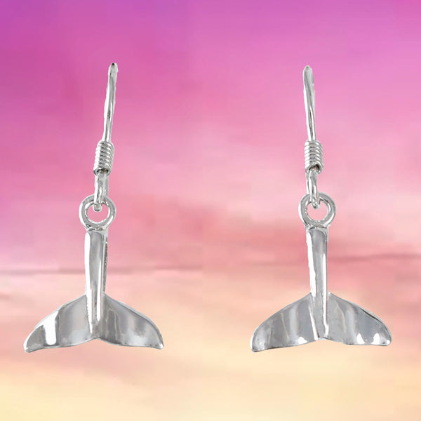 Boucles d'oreilles uniques en forme de queue de baleine hawaïenne, boucles d'oreilles pendantes en argent sterling, cadeau d'anniversaire pour maman, fille et mère, bijoux des îles