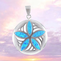 Superbe collier en dollar de sable d'opale bleue hawaïenne, pendentif en dollar de sable d'opale bleue en argent sterling, cadeau d'anniversaire pour mère, maman et femme, N8375