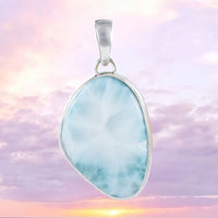 Unique Gorgeous Hawaiian Large Genuine Larimar Necklace, Sterling Silver Natural Larimar Pendant, N8396 Birthday Mom Gift, Statement PC