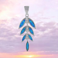 Magnifique collier en feuille de maille en opale bleue hawaïenne, pendentif en feuille de maille en opale en argent sterling, cadeau d'anniversaire pour maman, épouse, mère, N8837