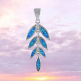 Magnifique collier en feuille de maille en opale bleue hawaïenne, pendentif en feuille de maille en opale en argent sterling, cadeau d'anniversaire pour maman, épouse, mère, N8837