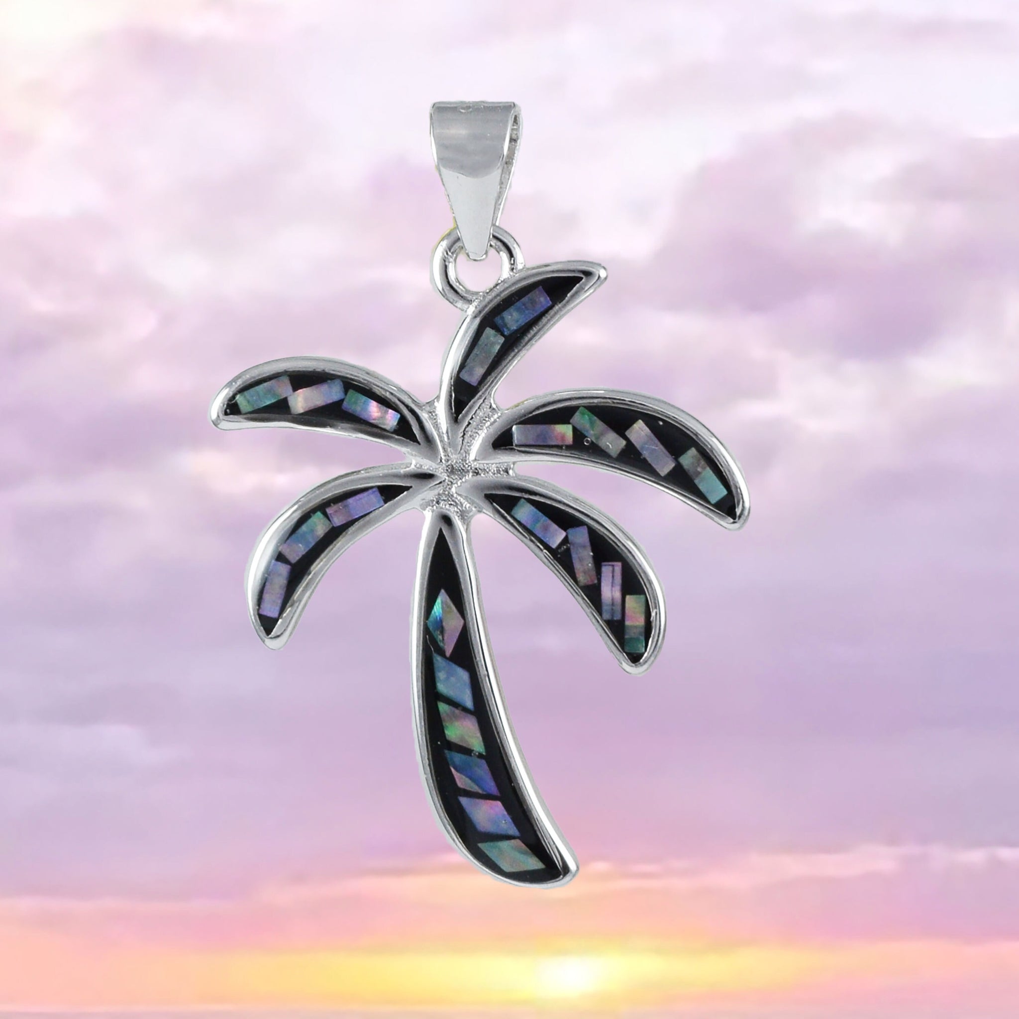 Beautiful Hawaiian Blue Opal orders Palm Tree Earring and Necklace, Sterling Silver Blue Opal Palm Tree Pendant, N6013 Birthday Valentine Mom Gift