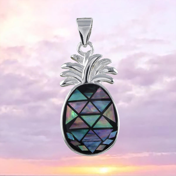 Magnifique collier hawaïen en véritable coquille de paua ananas, pendentif en argent sterling avec nacre d'ormeau, cadeau d'anniversaire pour maman N8848