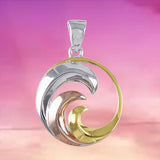 Magnifique collier hawaïen tricolore avec vagues de l'océan, pendentif en argent sterling représentant une vague de surf, cadeau d'anniversaire pour maman N8857