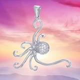 Collier de poulpe hawaïen unique, pendentif en argent sterling avec breloque en forme d'œil de poulpe CZ, cadeau d'anniversaire pour maman N8947, bijoux uniques de l'île