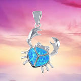 Collier unique et magnifique en forme de crabe en opale bleue hawaïenne, pendentif en argent sterling avec œil de crabe en opale bleue CZ, cadeau d'anniversaire pour mère, épouse, maman, N6163