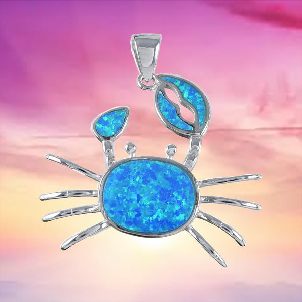 Magnifique collier hawaïen en forme de crabe bleu opale, pendentif en argent sterling en forme de crabe bleu opale, cadeau d'anniversaire pour maman N6164, déclaration PC