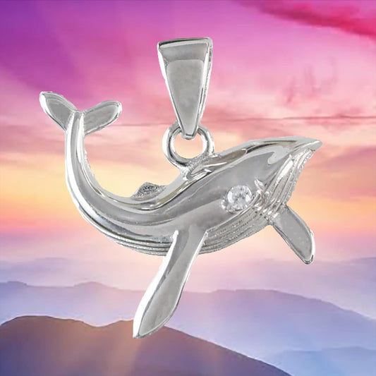 Collier unique de baleine à bosse hawaïenne, pendentif baleine en argent sterling, cadeau d'anniversaire pour mère, épouse, maman et fille, bijoux des îles, N6104