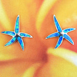 Beautiful Hawaiian Blue Opal Starfish Earring, Sterling Silver Blue Opal Star Fish Stud Earring E4132 Birthday Wife Mom Valentine Gift