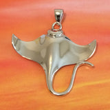 Unique Gorgeous Hawaiian Large Manta Ray Necklace, Sterling Silver Manta Ray Pendant, N6107 Birthday Anniversary Mom Wife Valentine Gift