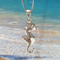 Unique Hawaiian Seahorse Necklace, Sterling Silver Sea Horse Pendant, N6112 Birthday Valentine Wife Mom Gift, Unique Island Jewelry