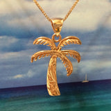 Unique Beautiful Hawaiian Large Palm Tree Necklace, Sterling Silver Rose-Gold Plated Palm Tree Pendant, N2838 Birthday Mom Valentine Gift