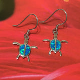Beautiful Hawaiian Blue Opal Sea Turtle Earring, Sterling Silver Blue Opal Turtle Dangle Earring, E4020 Birthday Mom Valentine Gift