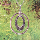 Beautiful Hawaiian Floating Rain Drop Necklace, Sterling Silver Oval Black CZ Pendant, N2778 Birthday Mom Valentine Gift, Statement Pc