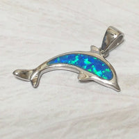Beautiful Hawaiian Blue Opal Dolphin Necklace and Earring, Sterling Silver Blue Opal Dolphin Pendant, N6149S Birthday Valentine Mom Gift