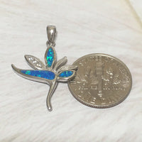 Unique Hawaiian Blue Opal Bird of Paradise Necklace, Sterling Silver Blue Opal Bird of Paradise CZ Pendant N6155 Birthday Valentine Mom Gift