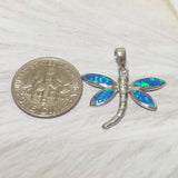 Beautiful Hawaiian Blue Opal Dragonfly Necklace and Earring, Sterling Silver Opal Dragonfly Pendant, N6146S Birthday Valentine Wife Mom Gift