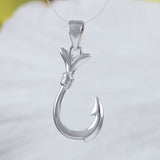 Pretty Hawaiian 3D Fish Hook Necklace and Earring, Sterling Silver 3D Fish Hook Pendant, N2013S Birthday Christmas Wife Mom Gift
