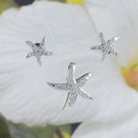 Beautiful Hawaiian Starfish Necklace and Earring, Sterling Silver Star Fish CZ Pendant, N2029S Birthday Christmas Wife Mom Girl Gift