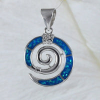 Unique Hawaiian Blue Opal Ocean Wave Necklace, Sterling Silver Blue Opal Wave Pendant, N4482 Birthday Mom Valentine Gift, Island Jewelry