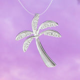 Beautiful Hawaiian Palm Tree Necklace, Sterling Silver Palm Tree CZ Pendant, N6009 Birthday Mom Wife Valentine Gift, Island Jewelry
